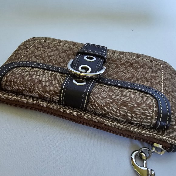 Coach Tan and Brown Wristlet Clutch - Picture 3 of 14